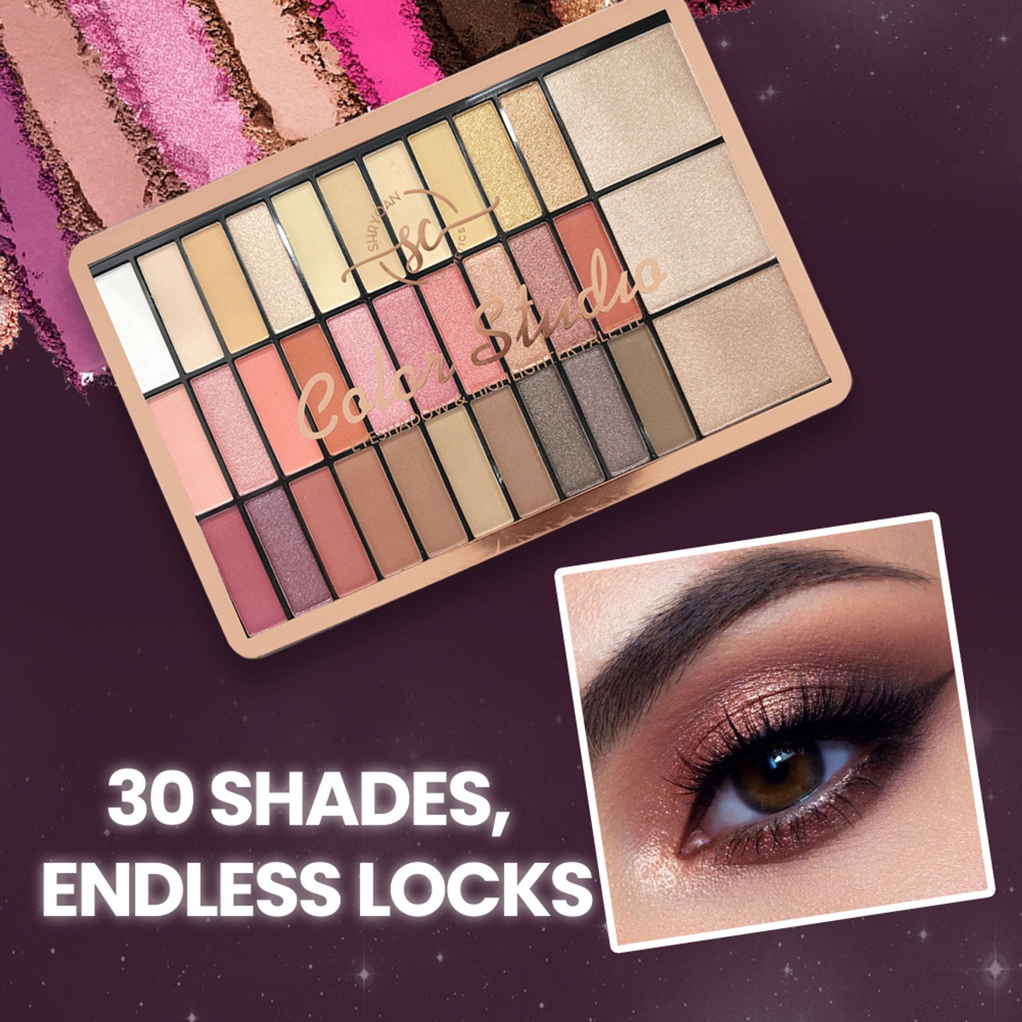Shryoan Set of 30 Colorful Shimmer Eyeshadow & Compact - 1 - Distacart