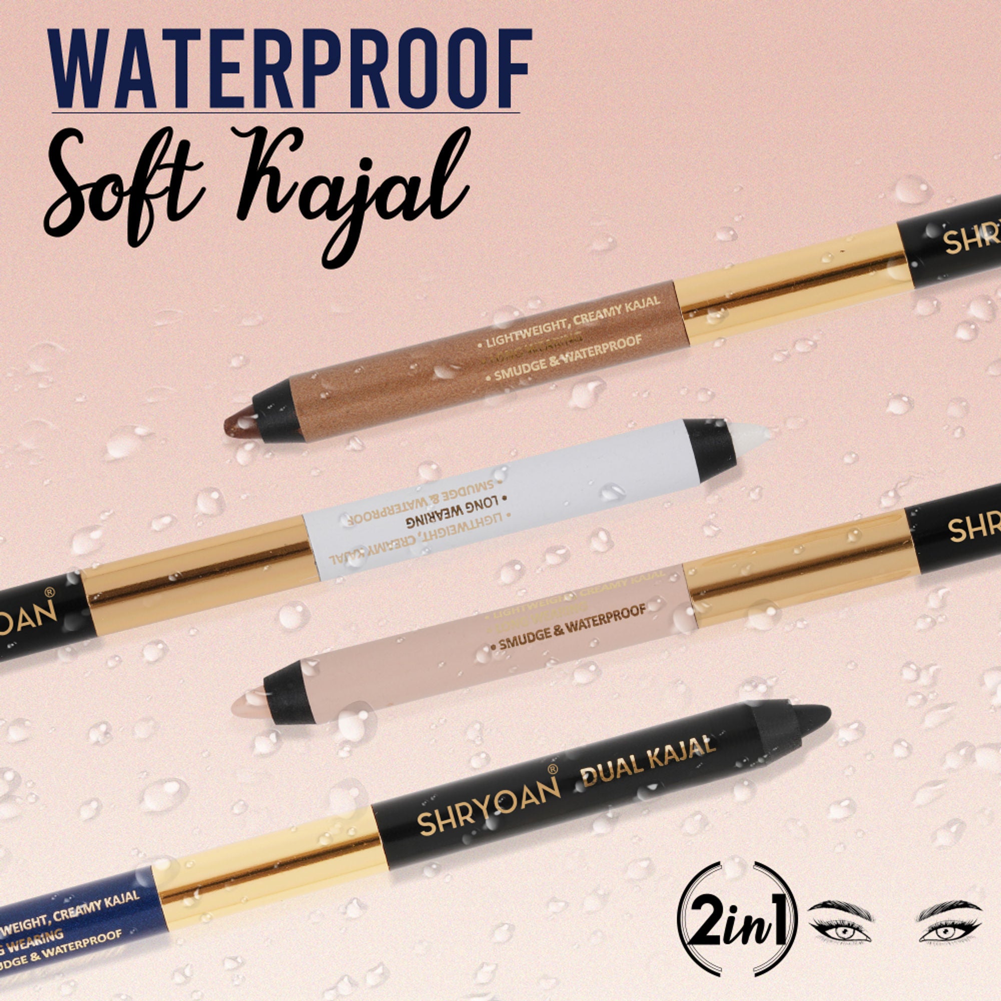 Shryoan Shimmery Dual Kajal with Sharpener - Black-Brown - Black-nude - Distacart