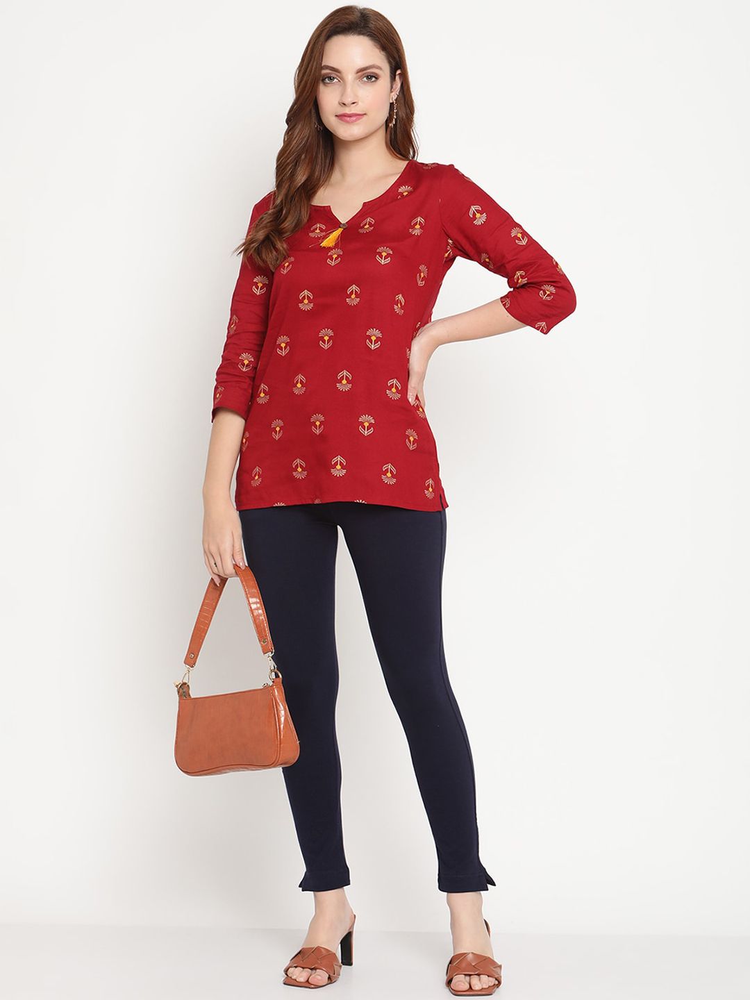 TAG 7 Women Navy Blue Solid Leggings - Distacart