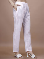 Thumbnail for Ode by House of Pataudi White Striped Printed Round Neck Cotton Straight Kurta - Distacart