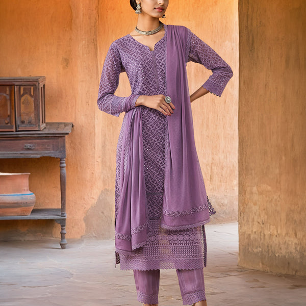 Soch Ethnic Motifs Embroidered Straight Kurta & Trousers With Dupatta - Distacart