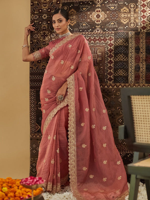 kasee Embellished Zardozi Silk Blend Saree - Distacart