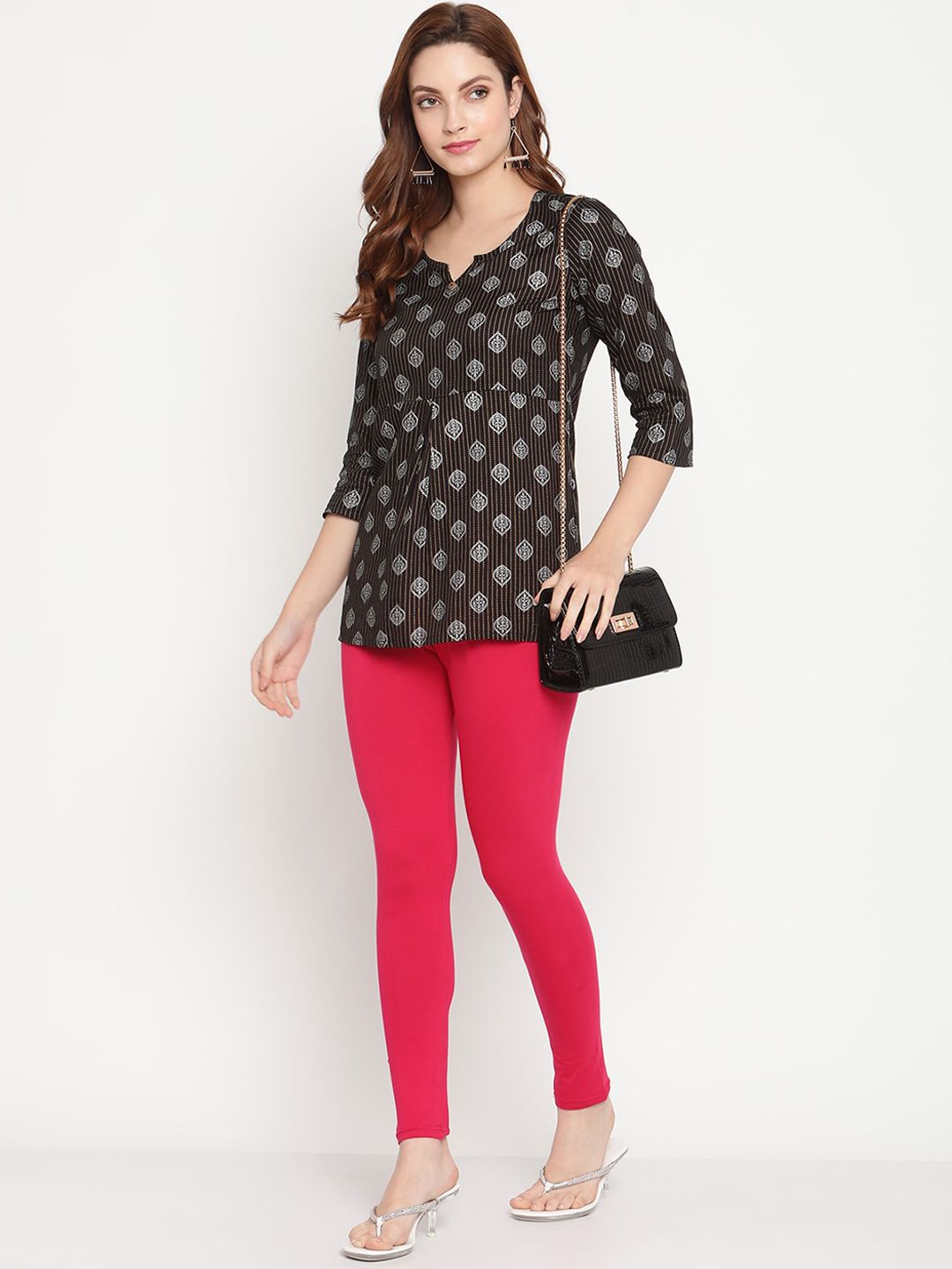 TAG 7 Women Pink Solid Ankle-Length Leggings - Distacart