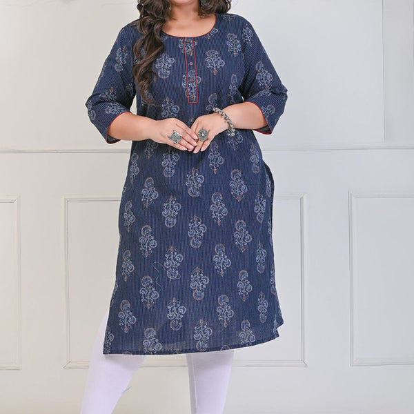Swasti Plus Size Floral Printed Cotton Kurta - Distacart