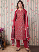 Thumbnail for Ode by House of Pataudi Floral Printed Regular Pure Cotton Kurta with Trousers & Dupatta - Distacart