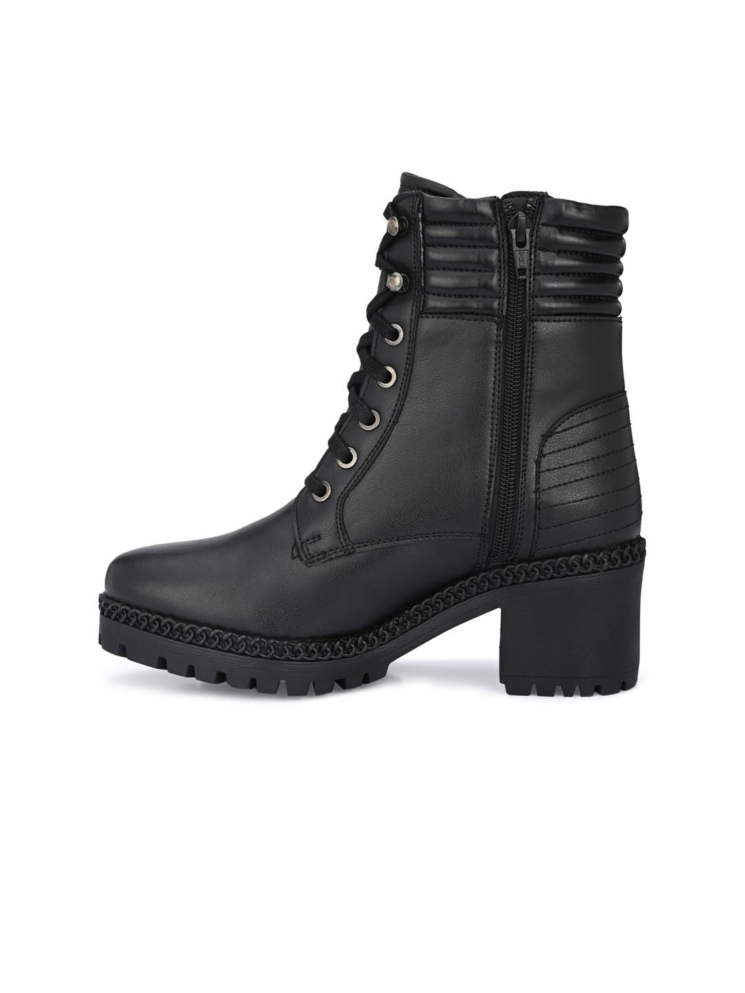 Delize Black High-Top Block Heeled Boots
