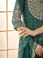 Thumbnail for Anouk Embroidered Empire Thread Work Kurta With Trousers & Dupatta