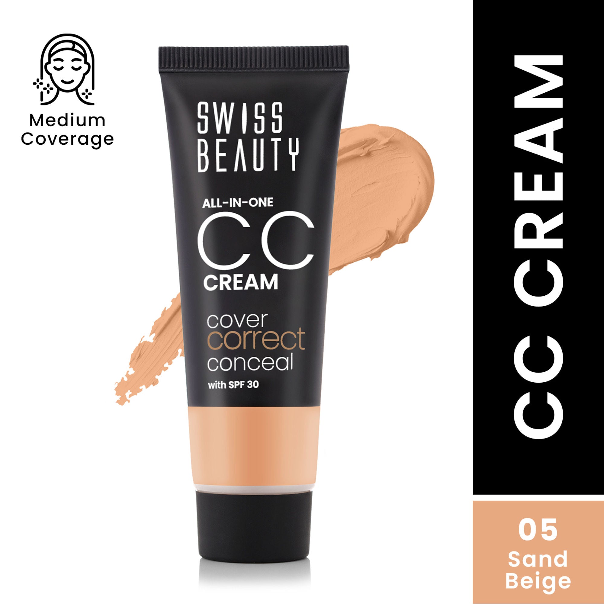 Swiss Beauty All-In-One CC Cream Cover Correct & Conceal - 05 Sand Beige