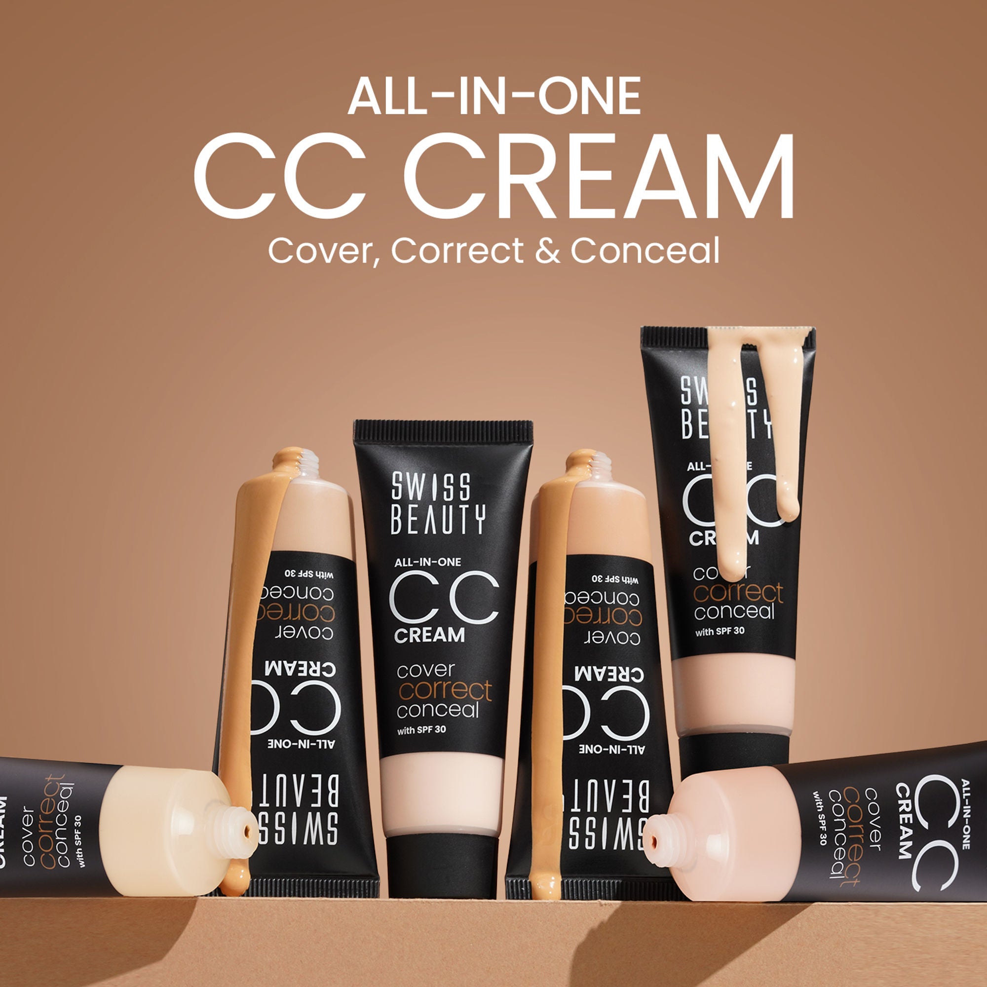 Swiss Beauty All-In-One CC Cream Cover Correct & Conceal - 05 Sand Beige - Distacart