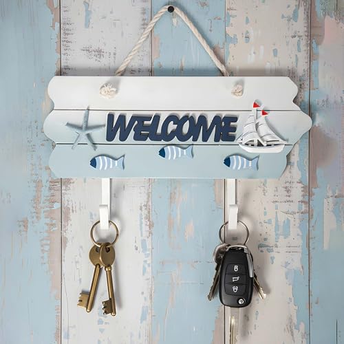 Image 2 of Aarvi Decor Studio Seaside Welcome Hook Holder for Wall