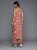 Thumbnail for Varanga Women Red Ikat Printed Straight Kurta With Palazzo - Distacart