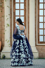Thumbnail for Jyoti Fashion Women's Navy Blue Kasturi Silk Georgette Rainbow Sequins with Dori Embroidered Designer Lehenga Choli Set - Distacart