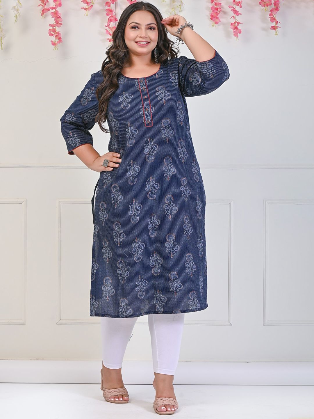 Swasti Plus Size Floral Printed Cotton Kurta