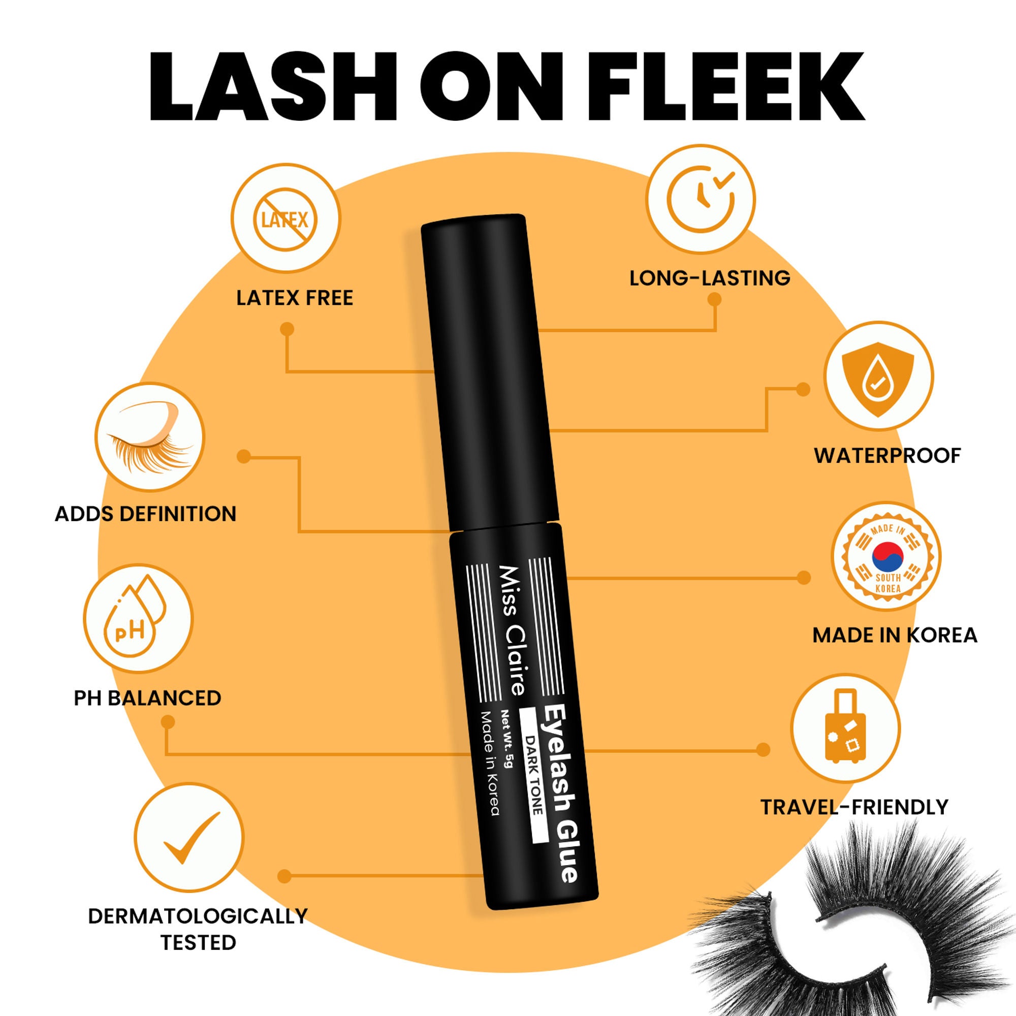 Miss Claire Eyelash Glue - Dark Tone - Distacart