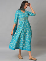 Thumbnail for AURELIA Floral Print Ethnic A-Line Midi Dress With Dupatta