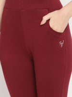 Thumbnail for TAG 7 Pack of 2 Cream-Coloured & Maroon Ankle-Length Leggings