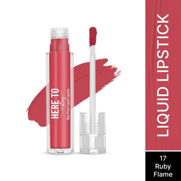 Swiss Beauty Select Here To Stay Kiss Proof Liquid Matte Lipstick With Vitamin E - 17 Ruby Flame