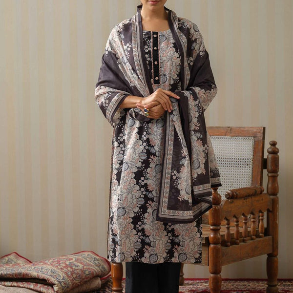 Ode by House of Pataudi Floral Printed Lace Inserts Kurta With Palazzos & Dupatta - Distacart