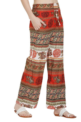 Asmaani Orange Color Mix Print Palazzo