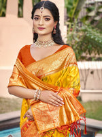 Thumbnail for Shree Shyam Fashion Yellow Pochampally Silk Saree - Distacart