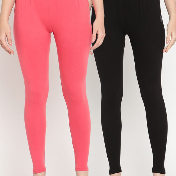 TAG 7 Women Pack Of 2 Solid Ankle-Length Leggings - Distacart