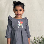 Thumbnail for ArthLife Grey Cactus Embroidered Dress - Distacart