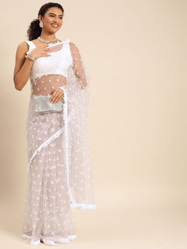 kasee Ethnic Motifs Embroidered Net Saree
