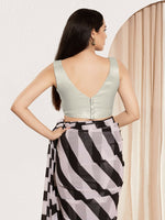 Thumbnail for Joban Fashion Silver Mulberry Silk Padded Blouse With Sweetheart Neck Sleeveless