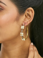 Thumbnail for Nuyug 22K Gold-Plated Elegant Pearl Beaded Circular Hoop Earrings