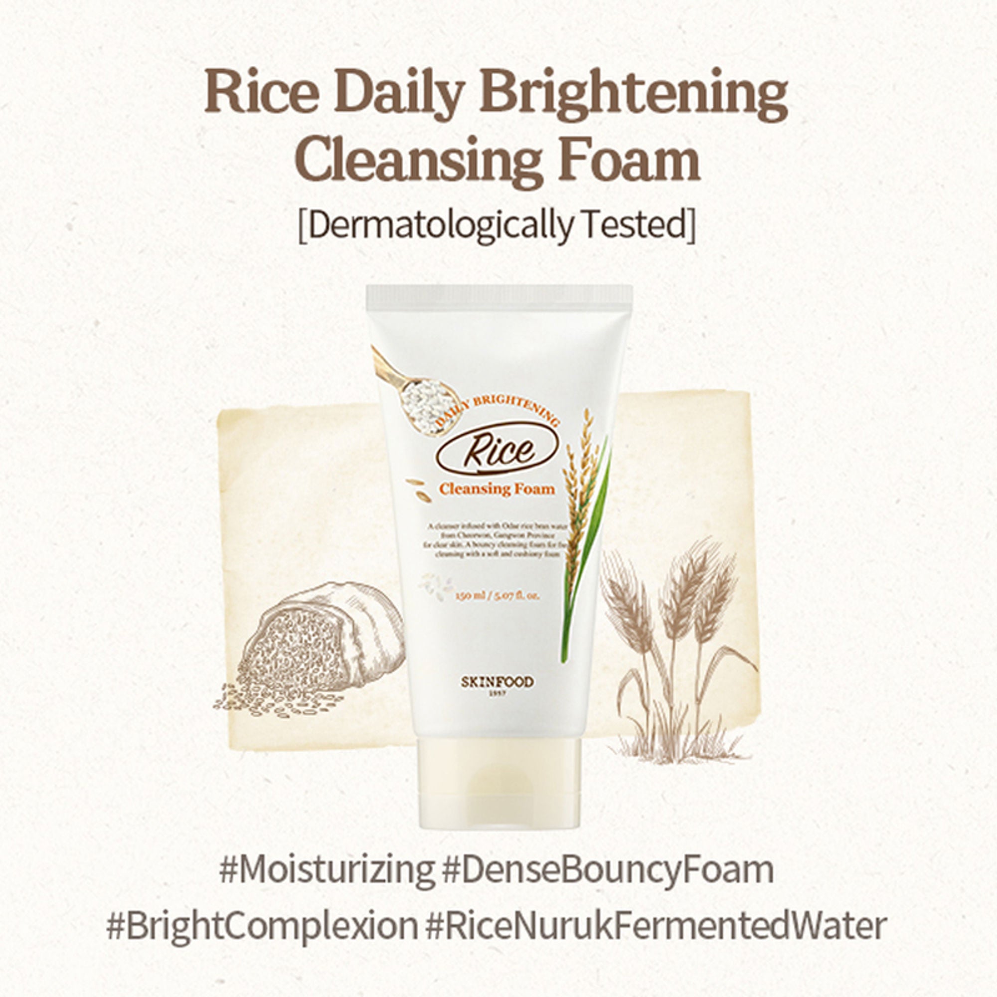 Skinfood Rice Daily Brightening Cleansing Foam - Distacart