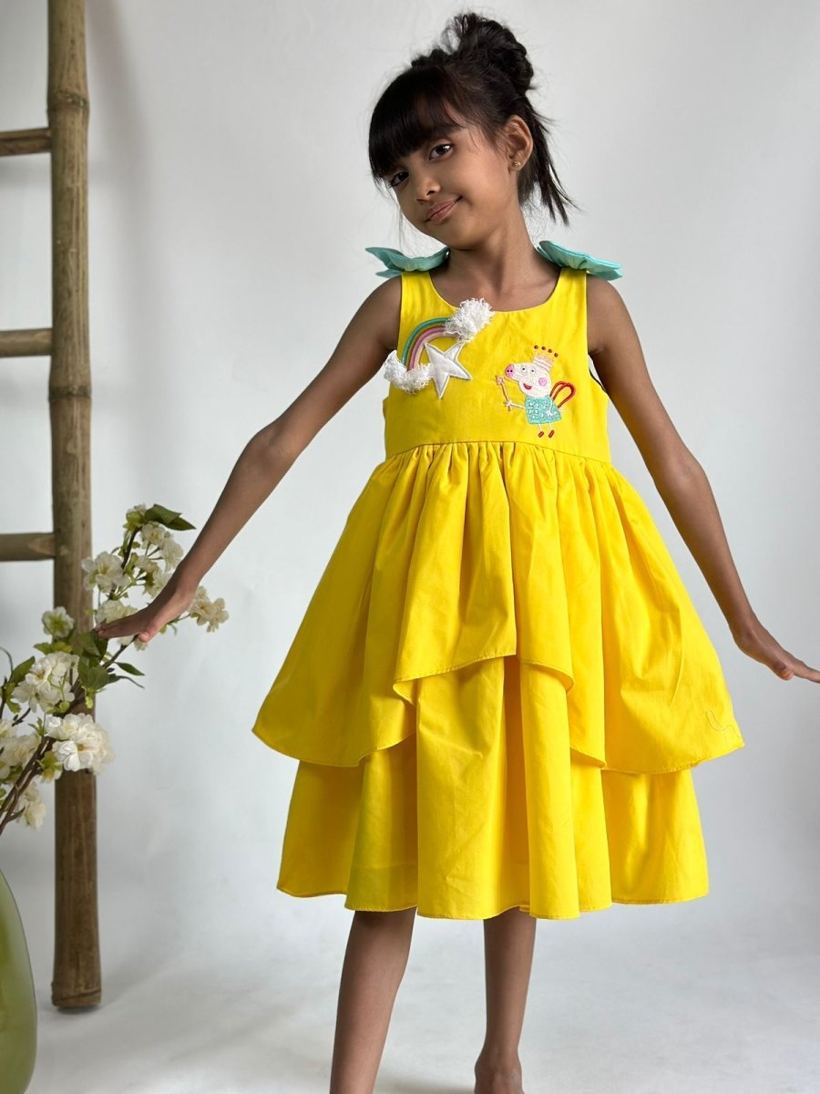 ArthLife Yellow Pepa Rainbow Partywear Dress - Distacart