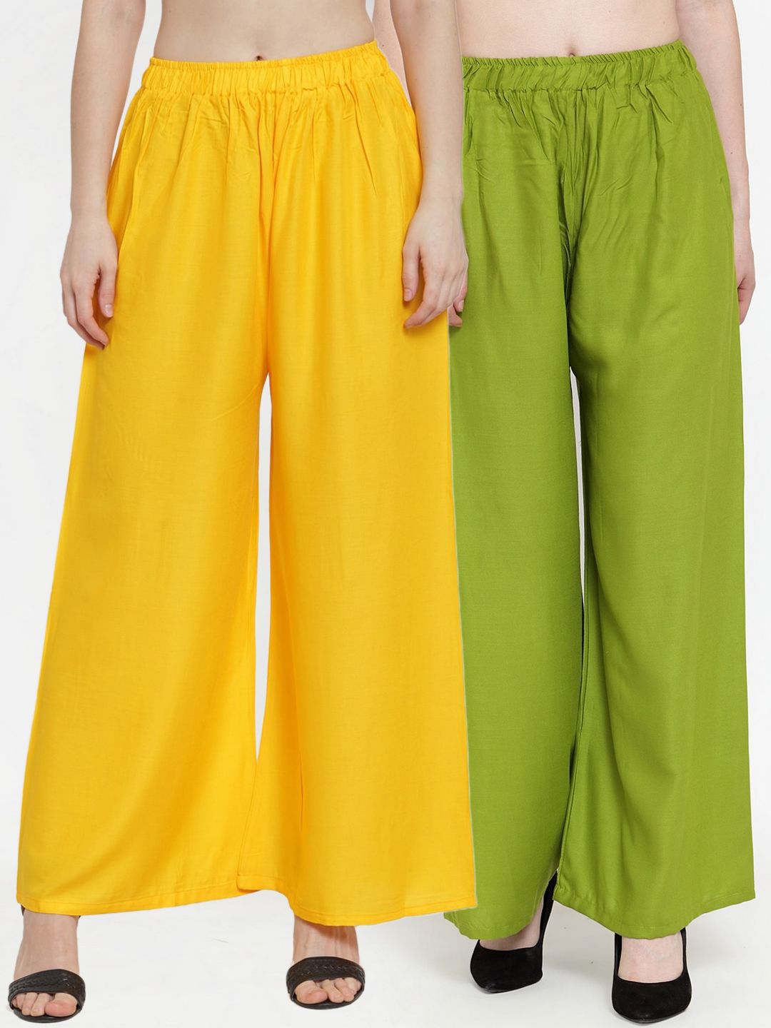 TAG 7 Women Pack of 2 Solid Wide Leg Palazzos - Distacart