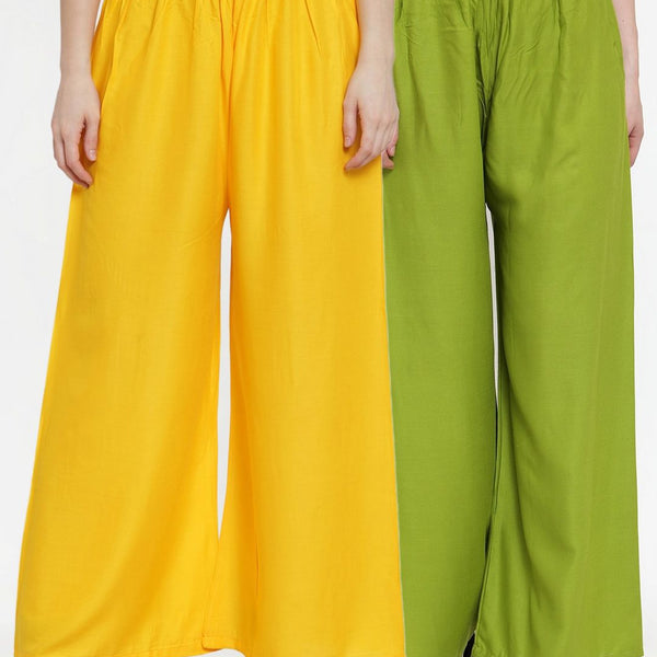 TAG 7 Women Pack of 2 Solid Wide Leg Palazzos - Distacart