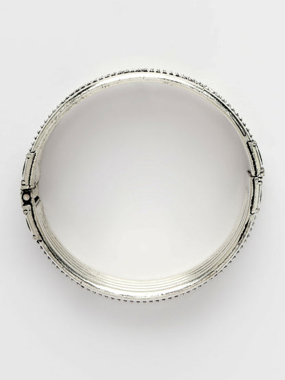 NVR Women's Silver-Toned German Silver Oxidised Kada Bangle - Distacart