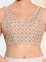Thumbnail for Joban Fashion Peach Jacquard Padded Blouse With V Neck Sleeveless - Distacart