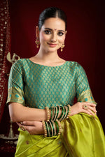 Thumbnail for Joban Fashion Mustard Green Paithani Silk Blend Butti Saree