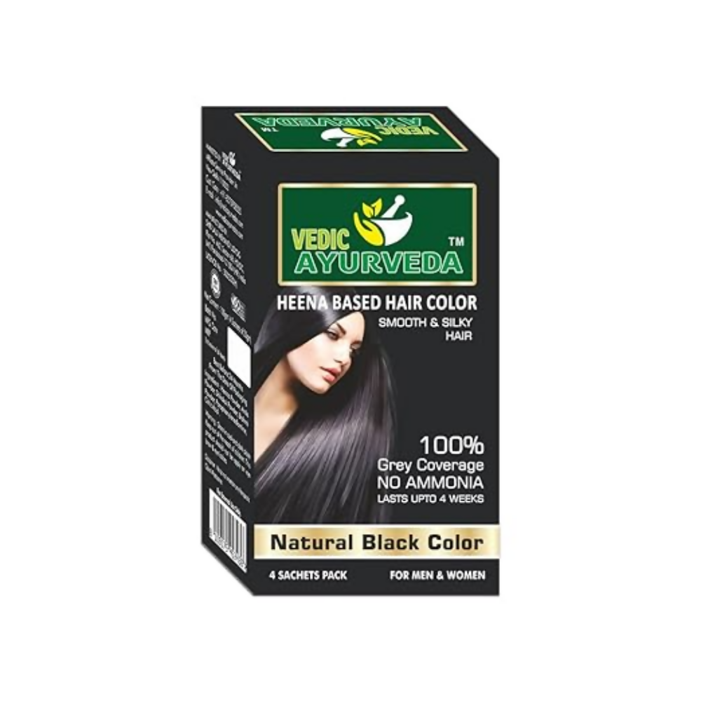 VedicAyurveda Henna Based Hair Colour, Natural Black and Chestnut Brown - Dista