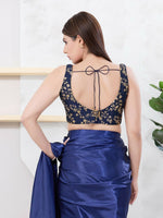 Thumbnail for Joban Fashion Navy-Blue Mulberry Silk Sleeveless Back Open Blouse