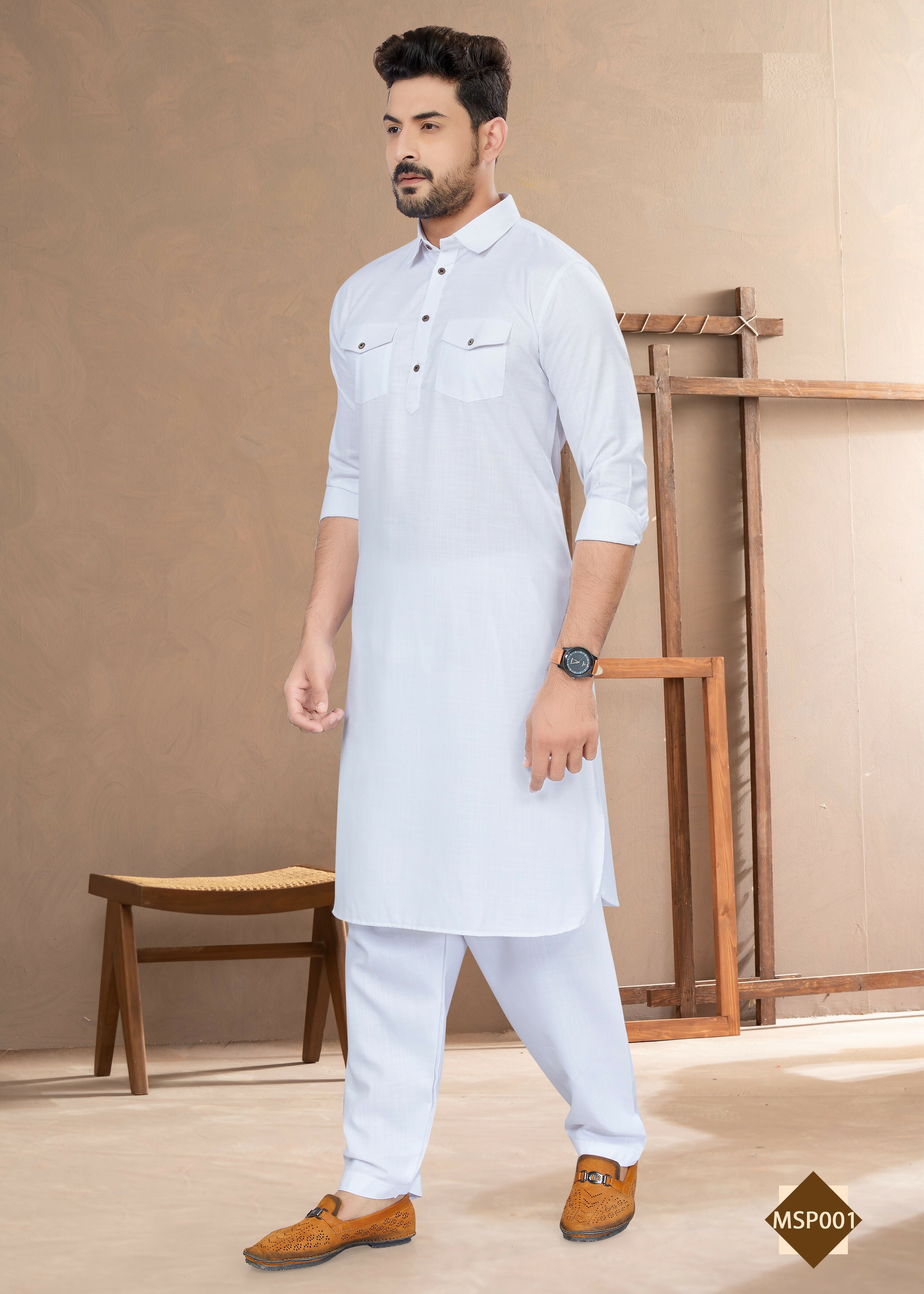 Joban Fashion Men's White Heavy Cotton Plain Kurta Pyjama set - Distacart