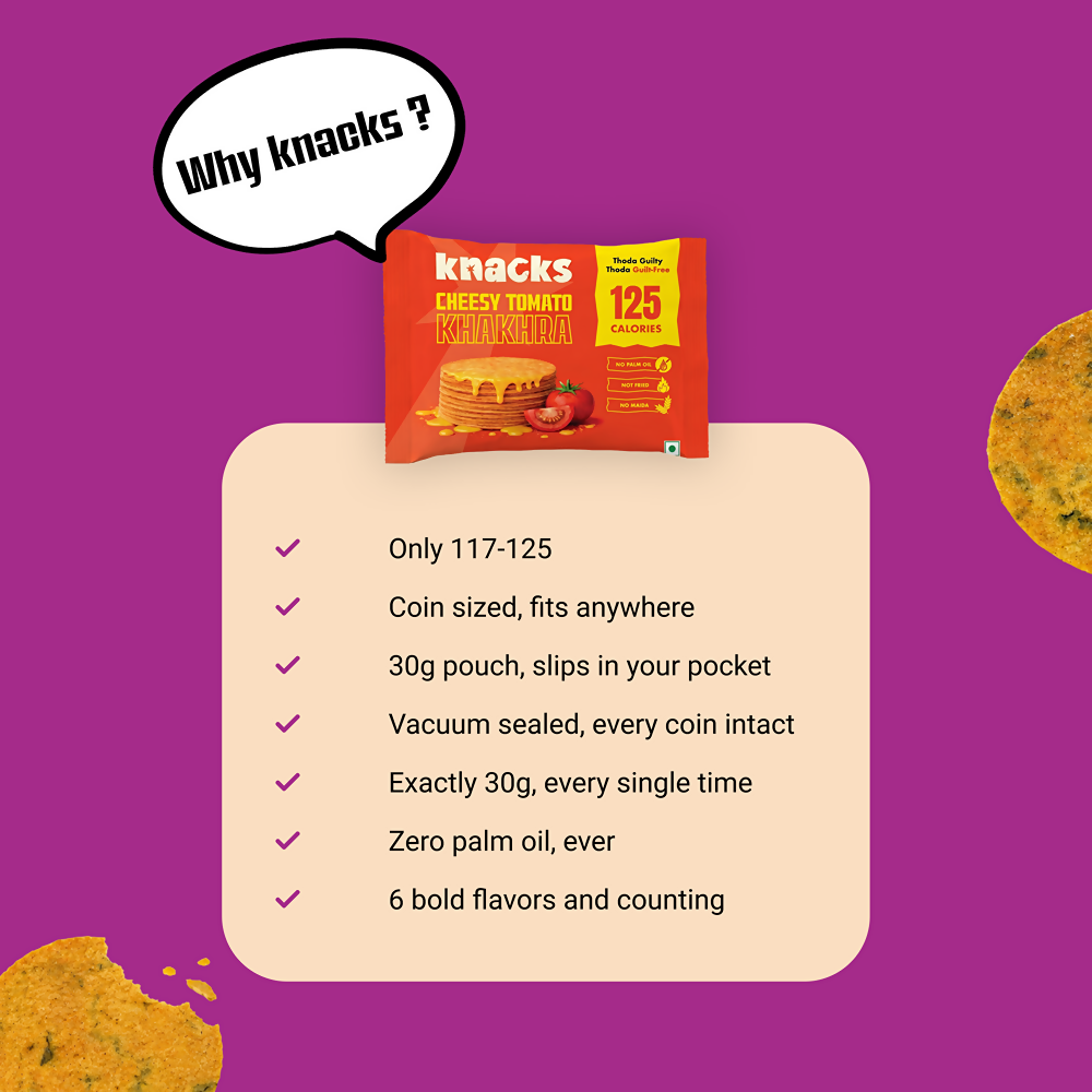 Knacks Coin Khakhra Crisps - Cheesy Tomato Flavour - Dista