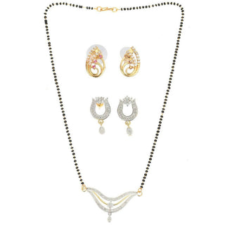 AanyaCentric Gold Plated Mangalsutra with Pendant, 2 Pair Earrings - Distacart