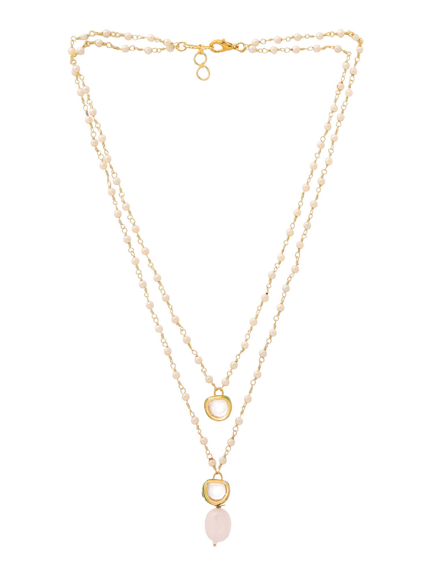 Ruby Raang Pink Onyx and Kundan Necklace