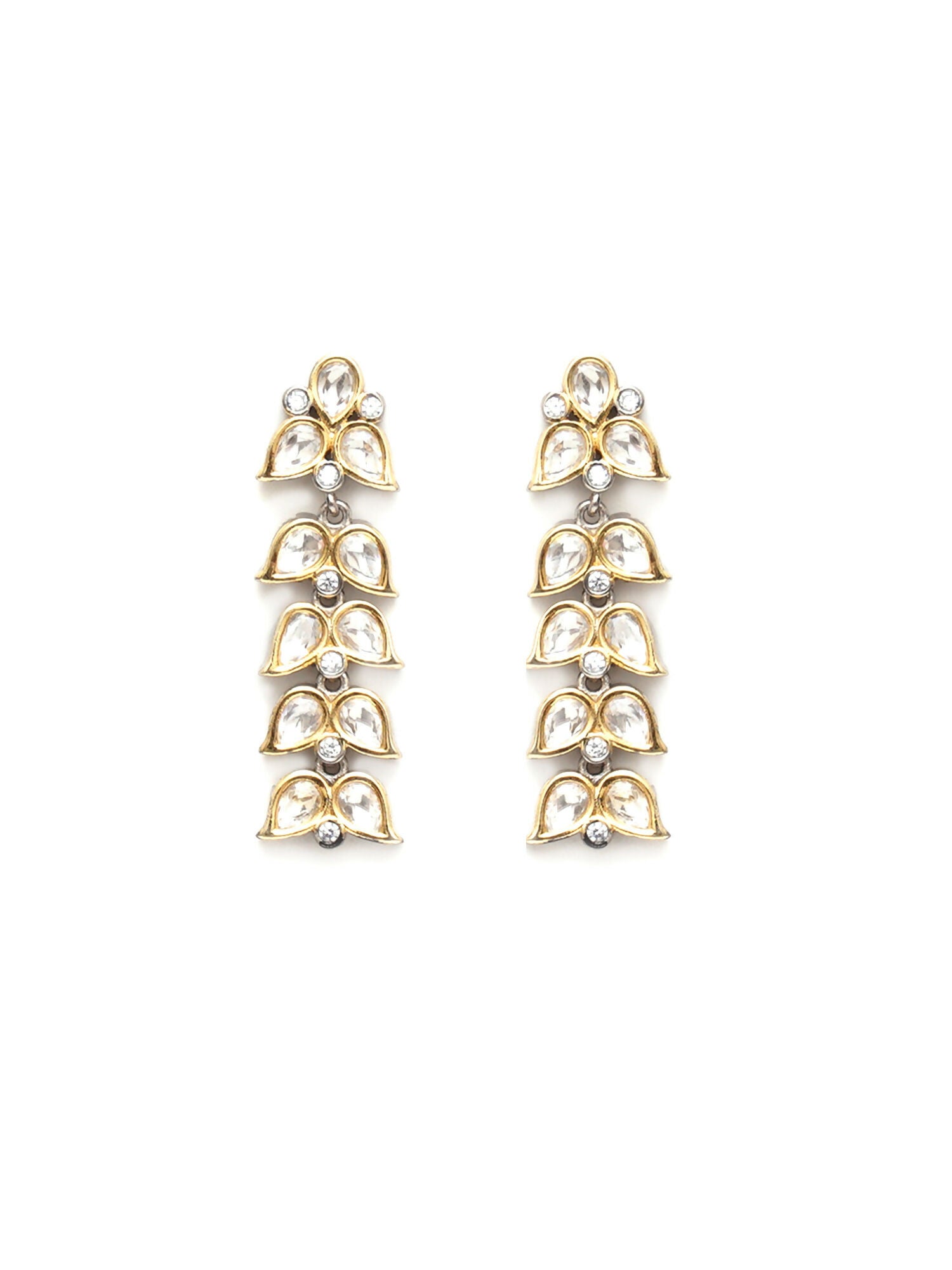 Long Kundan Earrings (silver) - Ruby Raang - Distacart