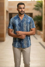 Thumbnail for Samudra — Sea Blue Dabu Cotton Shirt by Hilo Design - Dista