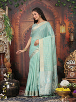 Thumbnail for Astita Organza Rama Green Saree