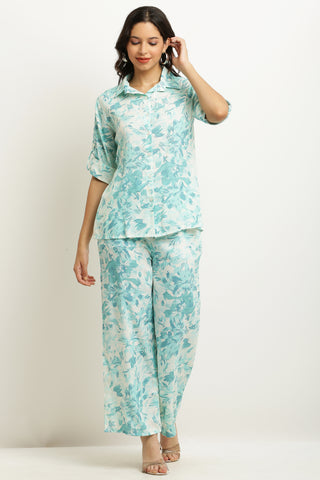 PAVONINE Firozi Color Gobhi Printed Cord Set For Women - Distacart