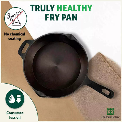 The Indus Valley Super Smooth Cast Iron Frypan, Pre-seasoned, Nonstick, 100% Pure,Toxin-free, Tadka Pan, 25.4cm, 1.7L, 2.4kg - Distacart