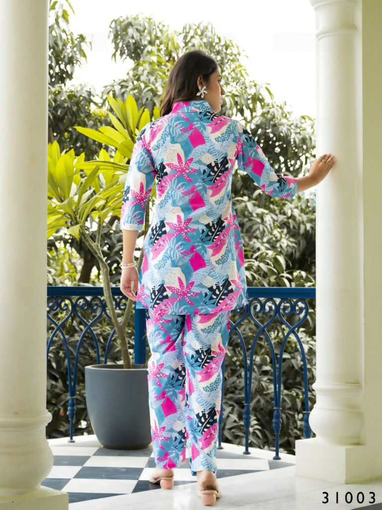 Casual Fashionable Multi Muslin Cotton co-ord set - Manya - Distacart