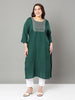 Sztori Plus Size Floral Yoke Design Thread Work Straight Kurta - Distacart