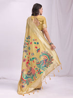 Thumbnail for Astita Linen Cotton Yelllow Saree